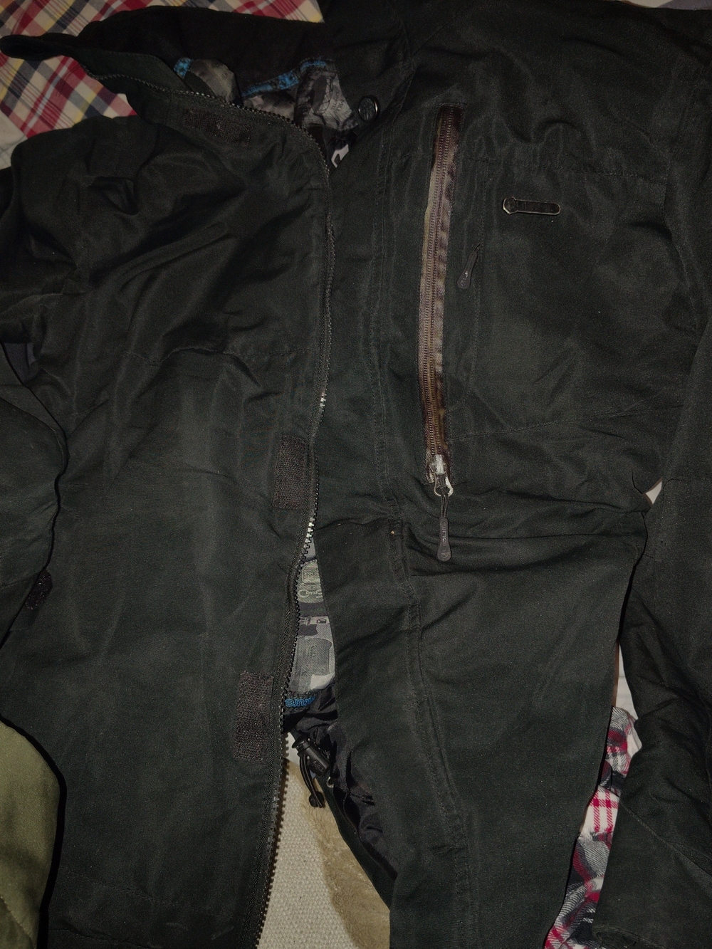 Men's Dark Green Ski Jacket with Zip Chest Pocket